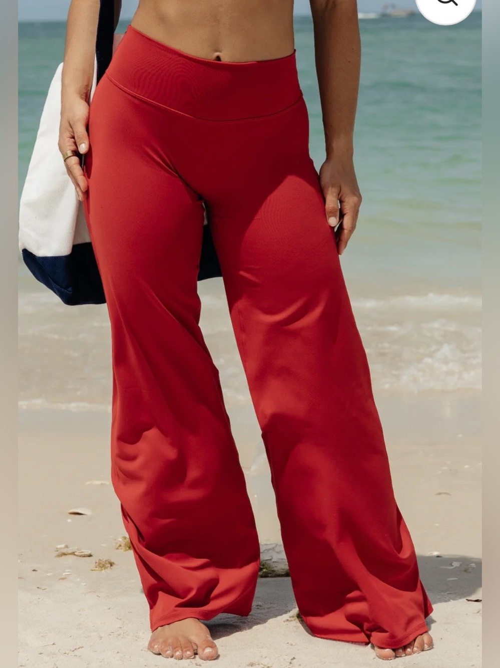 P’tula FEATHERTECH Midrise Sculpt Wide Leg Pant - Savvy Red, 32” Inseam (Short)